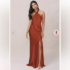 Revelry Athena Satin Dress Rust Size 12